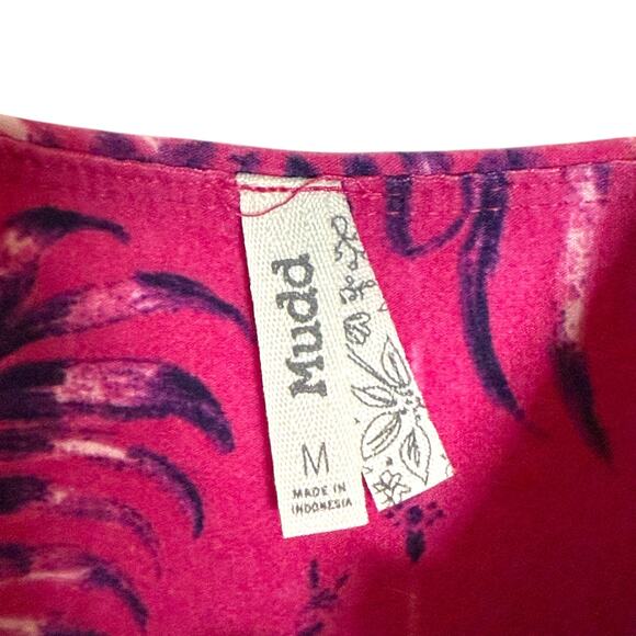 Y2K Mudd V-Neck Crochet Mini Dress Size Medium Hot Pink Purple Tropical - Picture 4 of 8